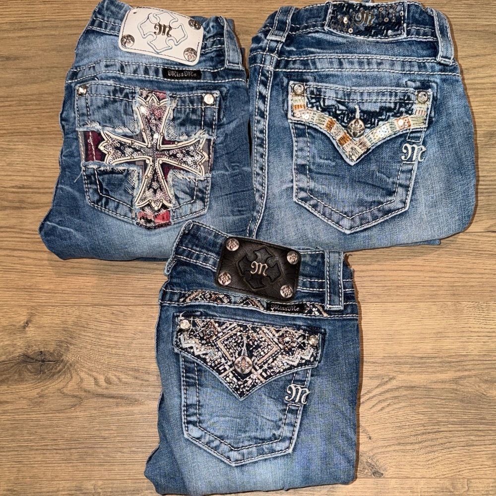 Miss Me - Stylish Size 26 Blue Embellished Women's Jeans